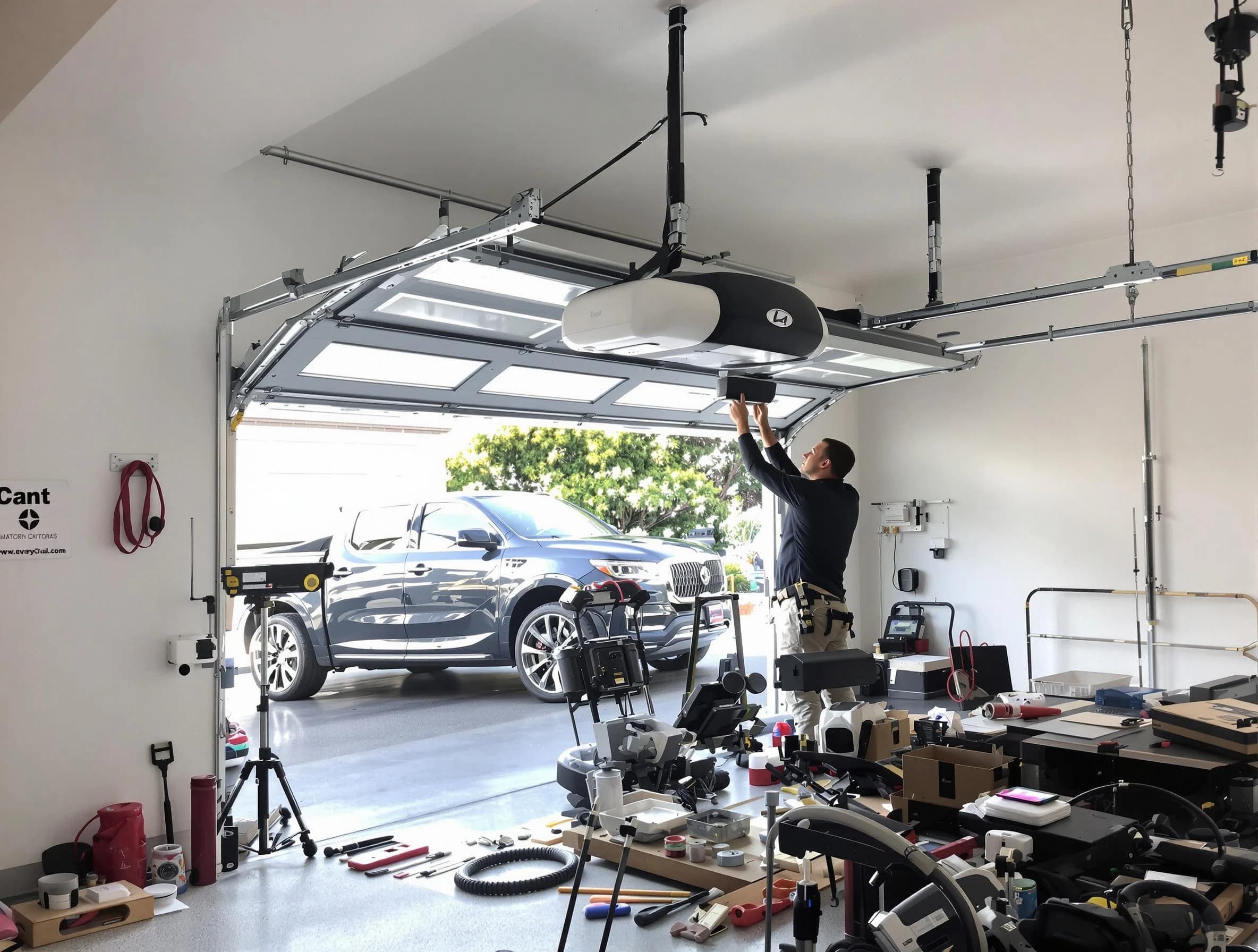 City of Orange Garage Door Repair specialist installing smart garage door opener system in City of Orange home