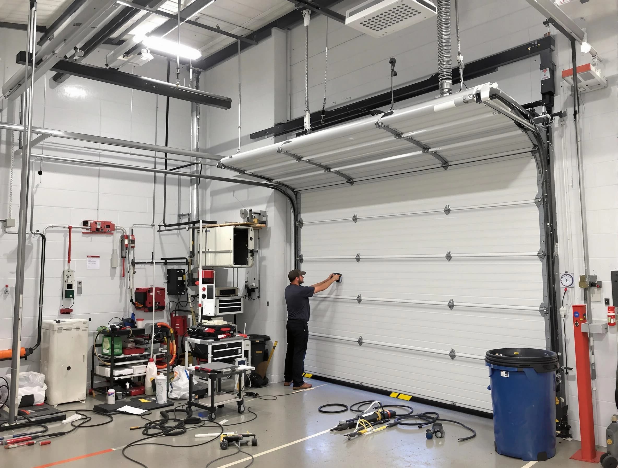 City of Orange Garage Door Repair certified technician performing commercial door repair at a City of Orange business facility