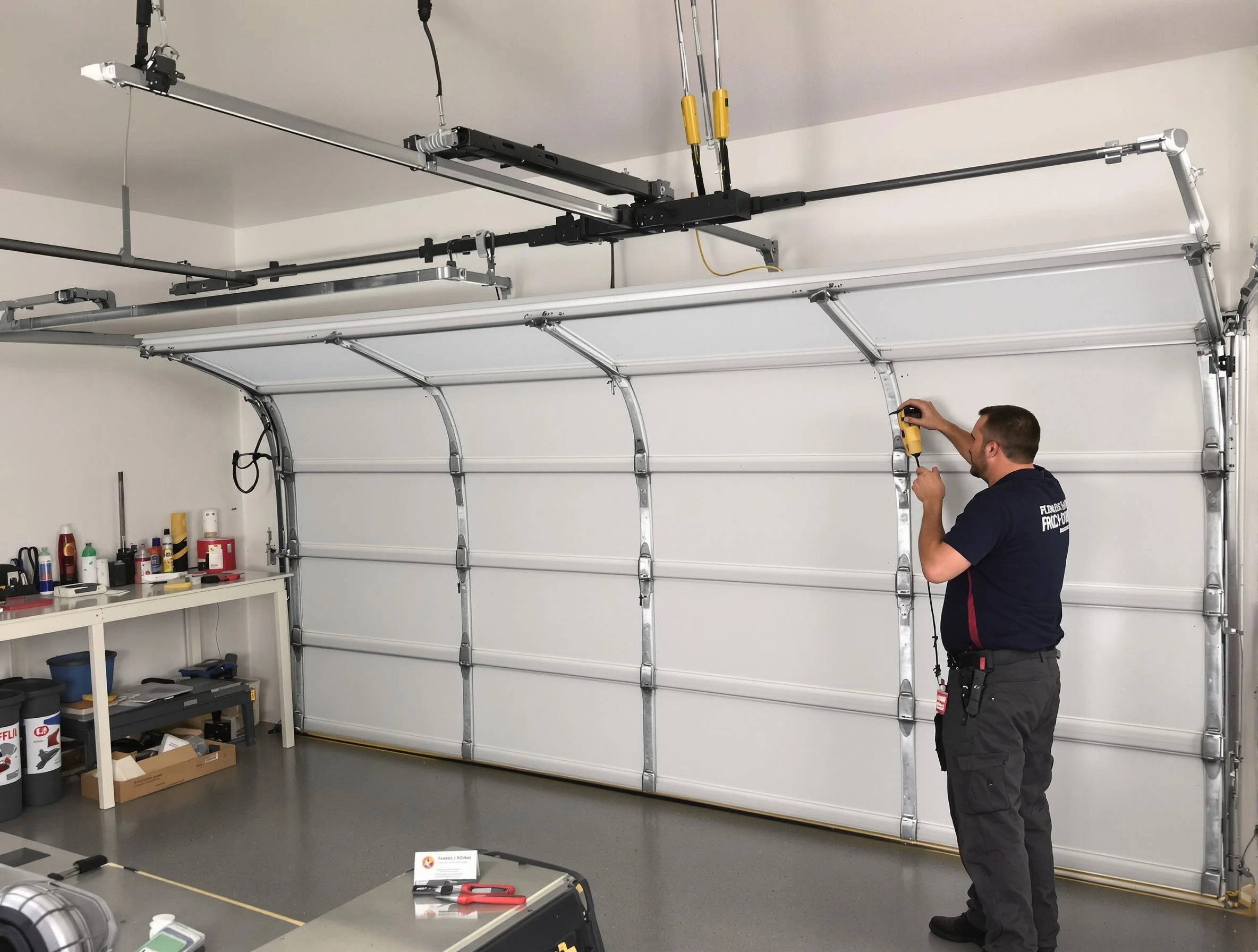 City of Orange Garage Door Repair certified technician performing overhead door system repair in City of Orange